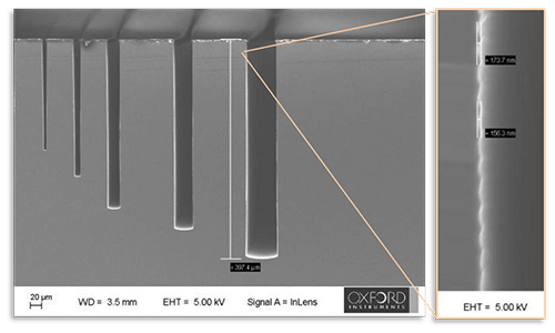Bosh etched structures SEM